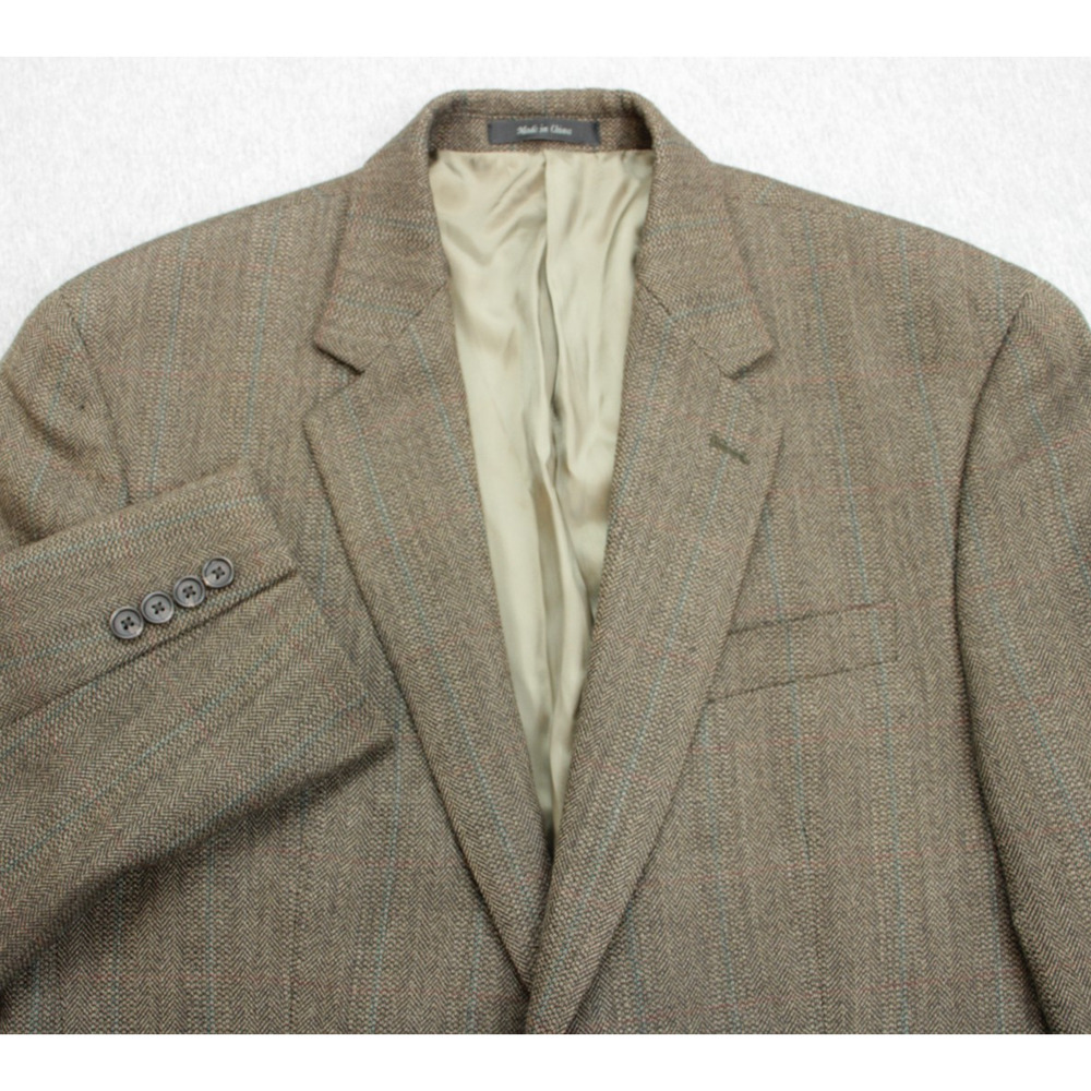 Lauren Ralph Lauren‎ Blazer Mens 40L Herringbone 100% Wool 2 Buttons